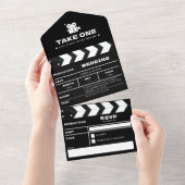 Movie Film Clapboard Wedding オールインワン招待状 (貼ってはがせる)