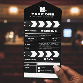 Movie Film Clapboard Wedding オールインワン招待状