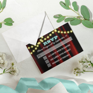 Movie Lights AquaバルミツワーRSVPカード 出欠カード