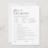 Movie Love Quotes Bridal Shower Game Activity Card 招待状 (正面)