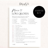 Movie Love Quotes Bridal Shower Game Activity Card 招待状