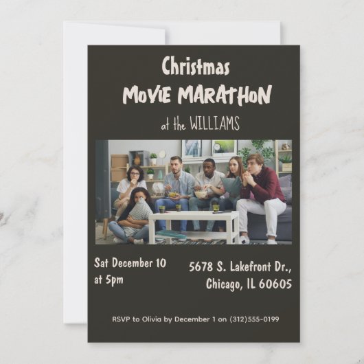 Movie Marathon Christmas Party Invitation 招待状 (正面)