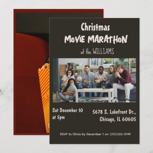 Movie Marathon Christmas Party Invitation 招待状 (正面/裏面)