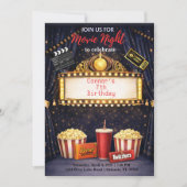 Movie Night Birthday Invitation  招待状 (正面)