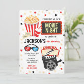 Movie Night Birthday Invitation Kids Movie Party 招待状 (スタンド正面)
