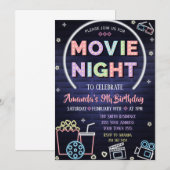 Movie Night Birthday Invitation Under the Stars 招待状 (正面/裏面)