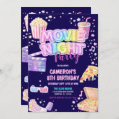 Movie Night Birthday Party  招待状 (正面/裏面)