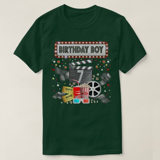 Movie Night Birthday Party Pajama Slumber Popcorn Tシャツ (デザイン正面)
