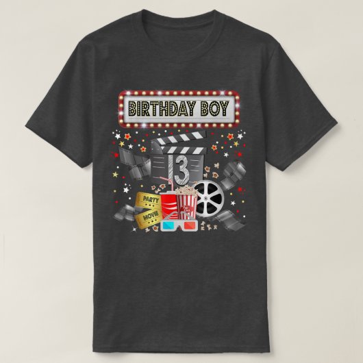 Movie Night Birthday Party Pajama Slumber Popcorn Tシャツ (デザイン正面)