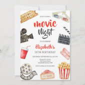 Movie Night Cinema Party Birthday 招待状 (正面)