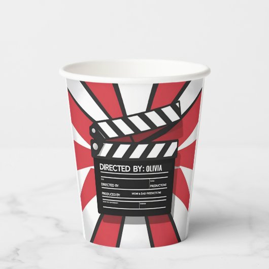 Movie Night  | Clapperboard & Red Stripes 紙コップ (裏面)