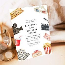 Movie Night Kids Birthday Party Invitation 招待状