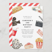 Movie Night Kids Birthday Party Invitation 招待状 (正面/裏面)