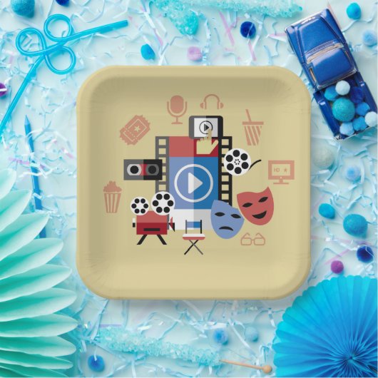 Movie Night Party Plate   ペーパープレート (パーティー)