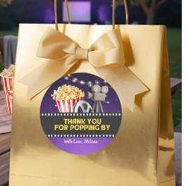 Movie Night Party Thank You For Popping By ラウンドシール