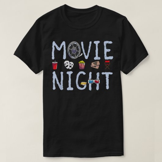 Movie Night Popcorn Tickets Family Cinema Time Fil Tシャツ (デザイン正面)