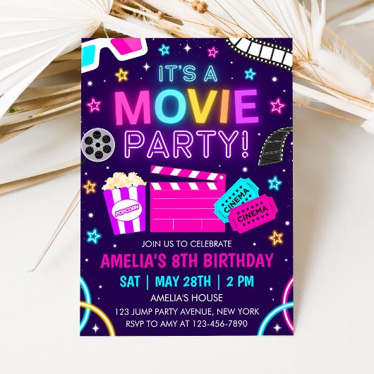 Movie Party Birthday Invitation 招待状