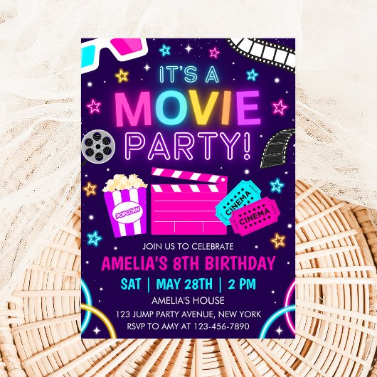 Movie Party Birthday Invitation 招待状