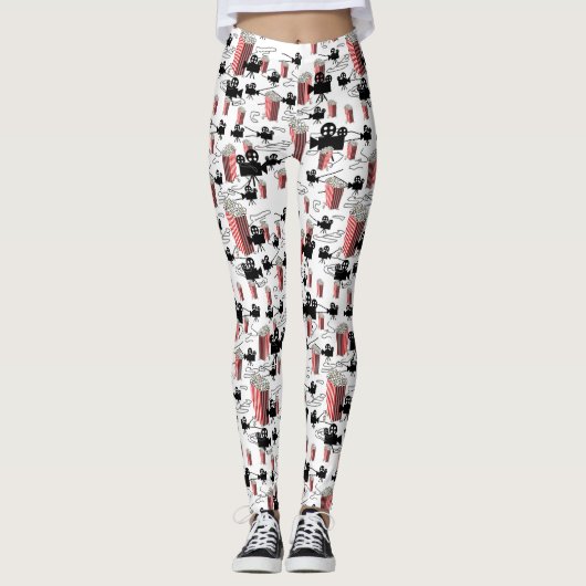 Movie Reels and Popcorn Leggings レギンス (正面)