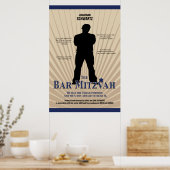 Movie Star Bar Mitzvah Poster Tan Navy Blue ポスター (キッチン)