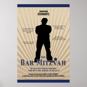 Movie Star Bar Mitzvah Poster Tan Navy Blue ポスター