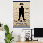 Movie Star Bar Mitzvah Poster Tan Navy Blue ポスター (ホームオフィス)
