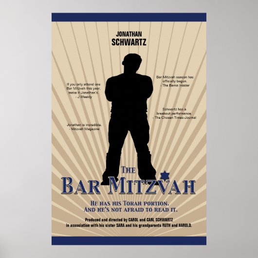 Movie Star Bar Mitzvah Poster Tan Navy Blue ポスター (正面)