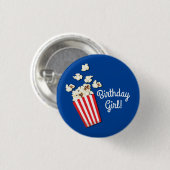 Movie Theater Popcorn Birthday Girl Party Button 缶バッジ (正面&裏面)