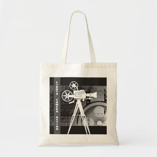 Movie Themed Tote Bag, Lights, Camera, Action Tote トートバッグ (正面)