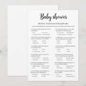 Movies Cartoons Storybooks Baby Shower Trivia Game 招待状 (正面/裏面)