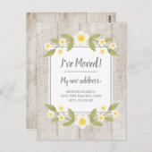 Moving Announce木素朴白い黄色の花 ポストカード (正面/裏面)