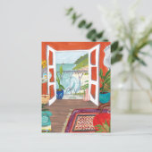 MOVING ANNOUNCEMENTカスタム新しいアドレス水の色 ポストカード (スタンド正面)