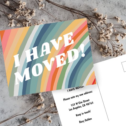 MOVING ANNOUNCEMENTカラフルストライプレトロ ポストカード