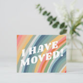 MOVING ANNOUNCEMENTカラフルストライプレトロ ポストカード (スタンド正面)
