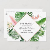 Moving Announcement熱帯フローラ水色 案内ポストカード (正面/裏面)