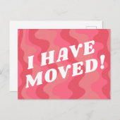 MOVING ANNOUNCEMENT カラフルストライプはっきりした PINK ポストカード (正面/裏面)