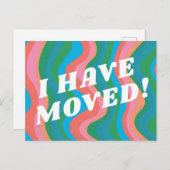 MOVING ANNOUNCEMENT カラフルストライプPink Blue ポストカード (正面/裏面)