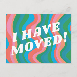 MOVING ANNOUNCEMENT カラフルストライプPink Blue ポストカード