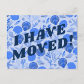 MOVING ANNOUNCEMENT カラフル Blue Seashells Beachy ポストカード (正面)