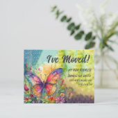 Moving Announcement カラフル Butterfly ポストカード (スタンド正面)