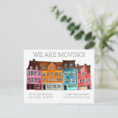 MOVING ANNOUNCEMENT カラフル Houses Water Color ポストカード (スタンド正面)