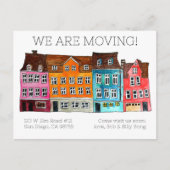 MOVING ANNOUNCEMENT カラフル Houses Water Color ポストカード (正面)