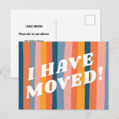 MOVING ANNOUNCEMENT カラフル PINKストライプレトロ ポストカード (正面/裏面)