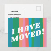 MOVING ANNOUNCEMENT カラフル PINKストライプレトロ ポストカード (正面/裏面)