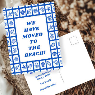 MOVING ANNOUNCEMENT ADDRESS Blue Seashellsビーチ ポストカード