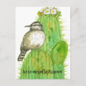 Moving Announcement Arizona Cactus Wren Bird ポストカード (正面)
