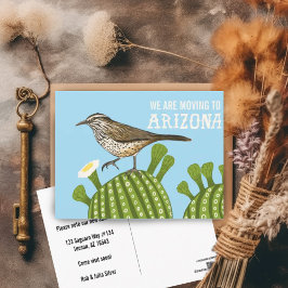 MOVING ANNOUNCEMENT Arizona Saguaro Cactus Wren ポストカード