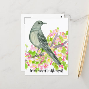 Moving Announcement Arkansas Mockingbird Flowers ポストカード