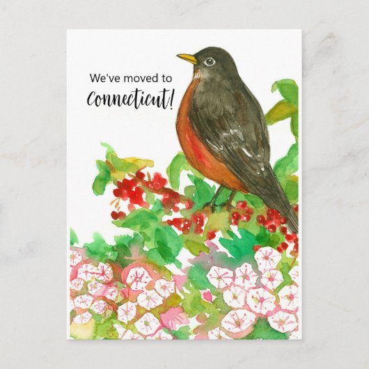 Moving Announcement Connecticut Robin Laurel ポストカード (正面)