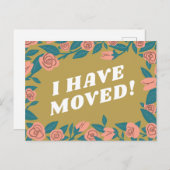 MOVING ANNOUNCEMENT CUTE PINK ROSEフレームカスタム ポストカード (正面/裏面)